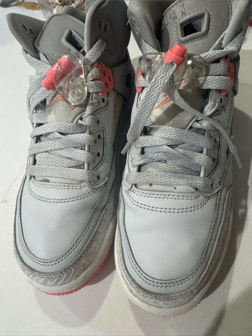 Jordan Spizike, Sun Blush, Grey/Pink/White, Size 6Y